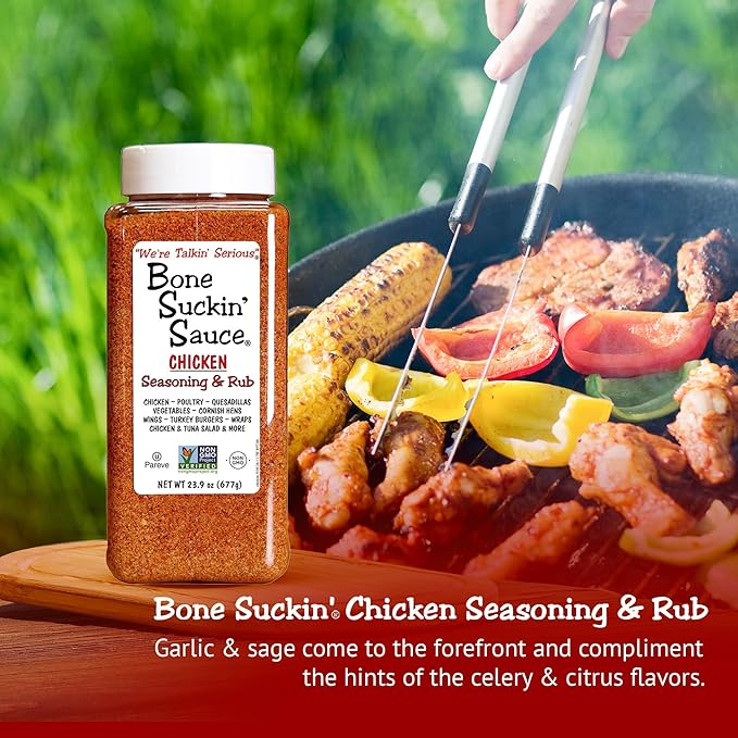 Bone Suckin' Chicken Seasoning &amp Rub - 23.9oz - with Garlic &amp Sage - Non-GMO Gluten-Free Fat-Free Kosher Pareve No MSG!