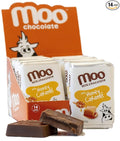 Moo Chocolates All Natural Milk Chocolate Mini Bars with Honey Caramel 0.7 oz 14 ct (Pack of 1) | 70 Calorie Snacks for On-the-Go Lunchboxes Office