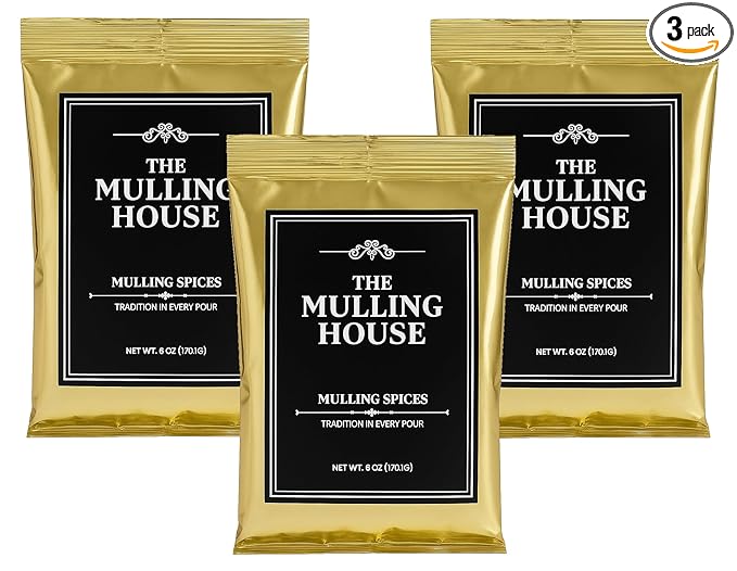 The Mulling House Mulling Spices 3-Pack – 6 oz Pouches for Making Magic in Cider Wine Tea Coffee &amp Baking – Instant Dissolving Drink Mix with Cinnamon Clove Nutmeg Citrus – Holiday Favorite