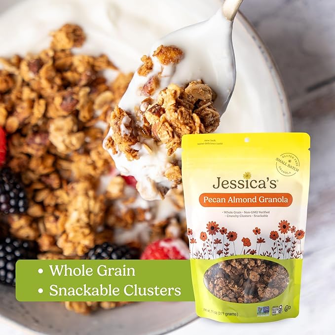 Jessica’s Pecan Almond Granola - Handmade Non-GMO Gluten-Free Whole Grain 11oz (3 Pack)