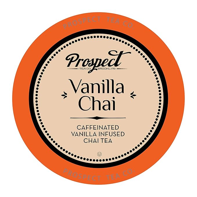 Prospect Tea Co. Caffeinated Vanilla Chai Tea Pods Compatible with K Cup Brewers Including 2.0 40 Count