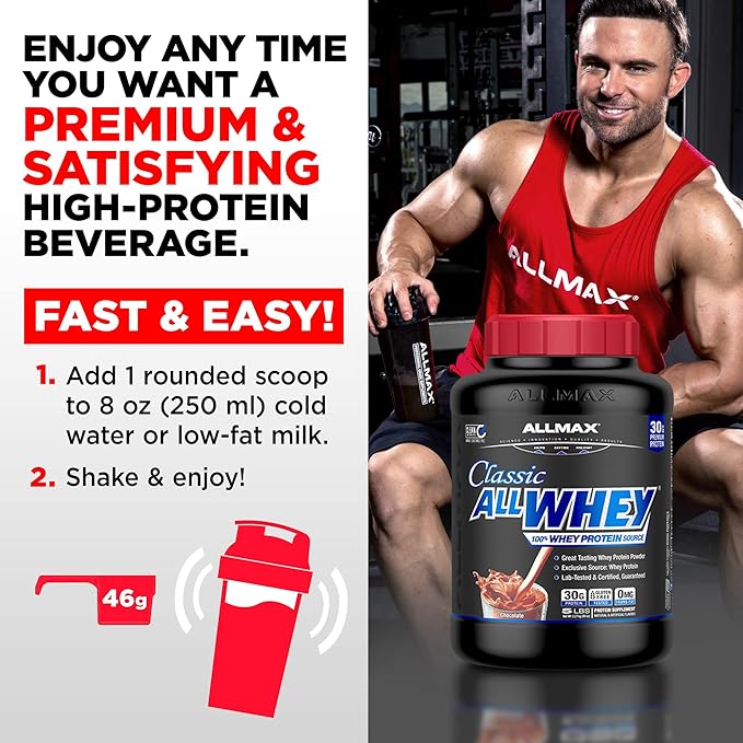 ALLMAX Classic AllWhey Whey Protein Powder Strawberry 5 lbs – 30g Protein per Scoop Gluten Free Low Sugar High Protein Supports Muscle Recovery Lean Muscle &amp Post Workout for Men &amp Wom