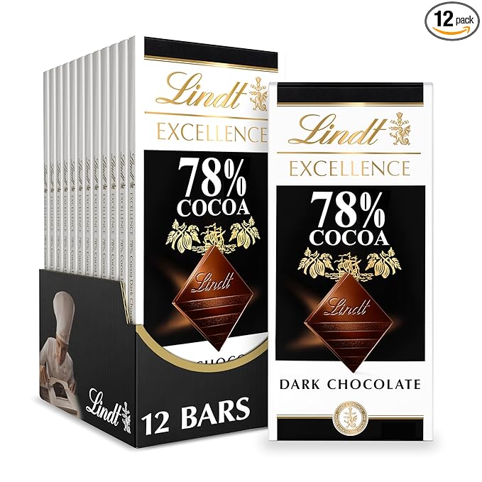 Lindt EXCELLENCE 78% Cocoa Dark Chocolate Bar Dark Chocolate Candy 3.5 oz. (12 Pack)