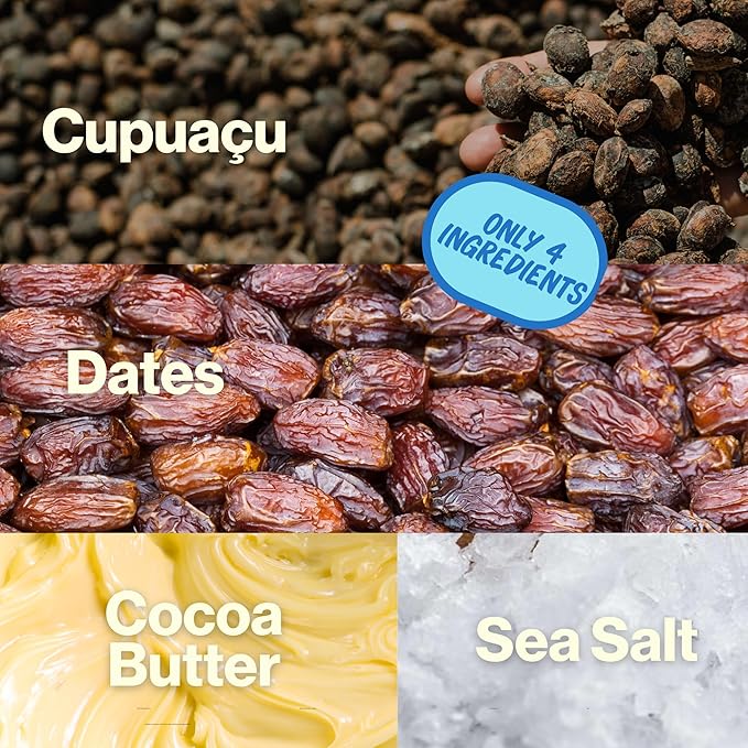 Figa Foods 63% Salty Cupuaçu Bar - Date Sweetened Vegan Gluten Free Caffeine Free Only 3 Ingredients plus Sea Salt - Chocolate's Brazilian Cousin [60g] - 3 Pack