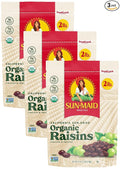 Sun-Maid Organic California Sun-Dried Raisins (3 Pack) 32 oz Resealable Bags - Organic Dried Fruit Snack for Lunches Snacks and Holiday Charcuterie Boards