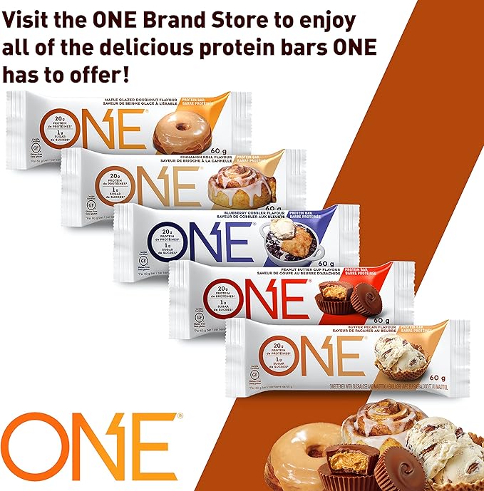 ONE Protein Bars Blueberry Cobbler Gluten Free Protein Bars with 20g Protein and only 1g Sugar &amp Protein Bars Cinnamon Roll Gluten Free Protein Bars with 20g Protein and Only 1g Sugar