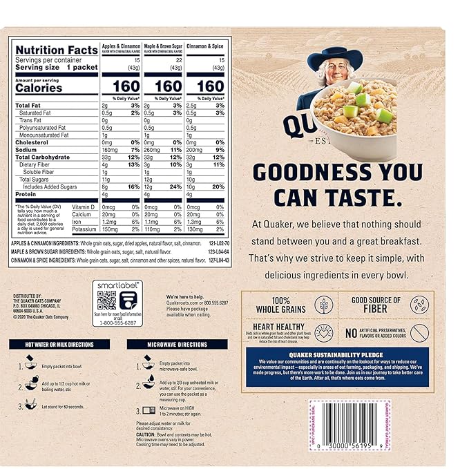 Instant Oatmeal Variety Pack 1.51 Ounces 52 Count (1 pack)