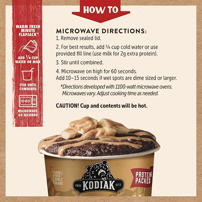 Kodiak Cakes Pancake On the Go Chocolate Peanut Butter 2.5 Ounce (Pack of 12)
