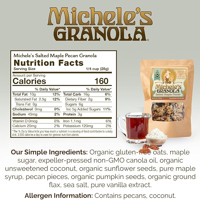 Michele's Granola Salted Maple Pecan Gluten-Free &amp Non-GMO 12 Ounce Pack of 6
