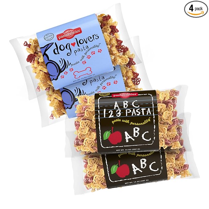 4 Pack: 2 ABC123 Pasta &amp 2 Dog Lovers Pasta