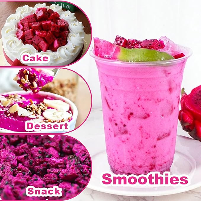 QZLGD Freeze-Dried Dragon Fruit 19.40Z/550g Freeze-Dried Fruit Dragon Frui-t Snacks No Sugar Added for Drink Baking Breakfast Cereal