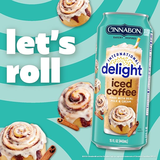 International Delight Iced Coffee Cinnabon® Grab and Go Coffee Drinks Made with Real Milk and Cream 15 FL OZ Can 12 Count