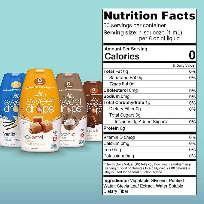 SweetLeaf Sweet Drops - Flavored Stevia Liquid Sweetener Stevia Extract Zero Calories Gluten Free Keto Friendly Non GMO Natural Flavor Sugar Alternative - Variety Pack 1.7 Fl Oz (Pack of 4)