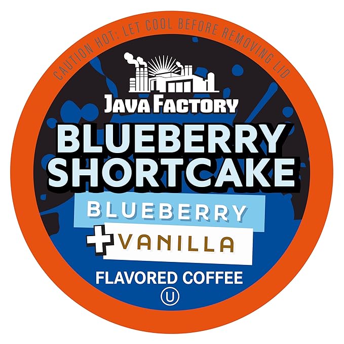 Java Factory Coffee Pods Blueberry Flavored Coffee for Keurig K-Cup Brewers Blueberry Shortcake 40 Count
