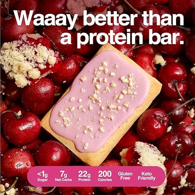Legendary Foods 22g Protein Pastry 0g Added Sugar Low Carb Gluten Conscious Keto Snack Ideal for Glucose Management Includes Whey Protein Isolate 8 Pack Cherry Crumble