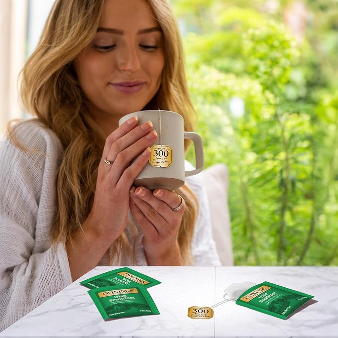 Twinings Irish Breakfast Black Tea Individually Wrapped Bags 100 Count (Pack of 1) Flavourful Bold and Robust Caffeinated Enjoy Hot or Iced 100 Teabags