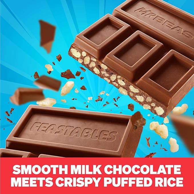 MrBeast Feastables Milk Chocolate Combo Pack 20 Count King Size Milk Chocolate &amp Milk Crunch Bars Crispy Rice Candy 2.1oz Each