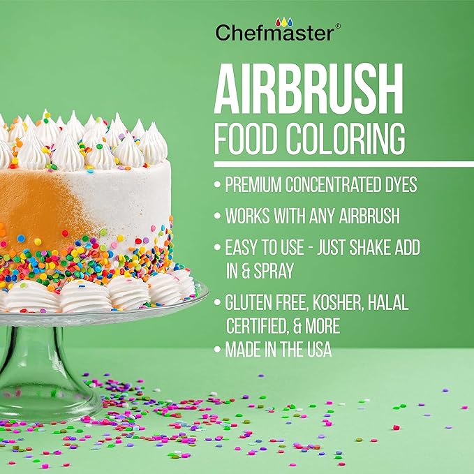 U.S. Cake Supply Complete Cake Airbrush Decorating Kit with 24 Vibrant Food Colors - Air Brush for Cake Decoration Cupcakes Cookies &amp Desserts