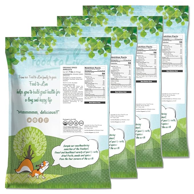 Food to Live Organic Dried Apricots 28 Pounds – Non-GMO Kosher Unsulfured Raw Vegan Bulk