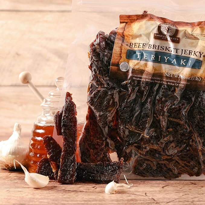 Mahogany Smoked Meats: Teriyaki Brisket Jerky - 16oz