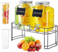 1.5 Gallon Glass Drink Dispensers for Parties 2PACK Beverage Dispenser with Stand Ice Cylinder and Stainless Steel Spigot 100% Leakproof Beverage Dispenser for Lemonade Sun Tea