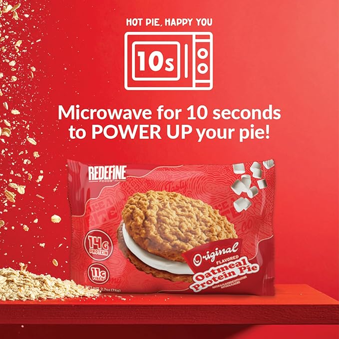 Redefine Foods Oatmeal Protein Pie Original Flavor - 8 Count - 14g of Protein Per Serving - Non-GMO