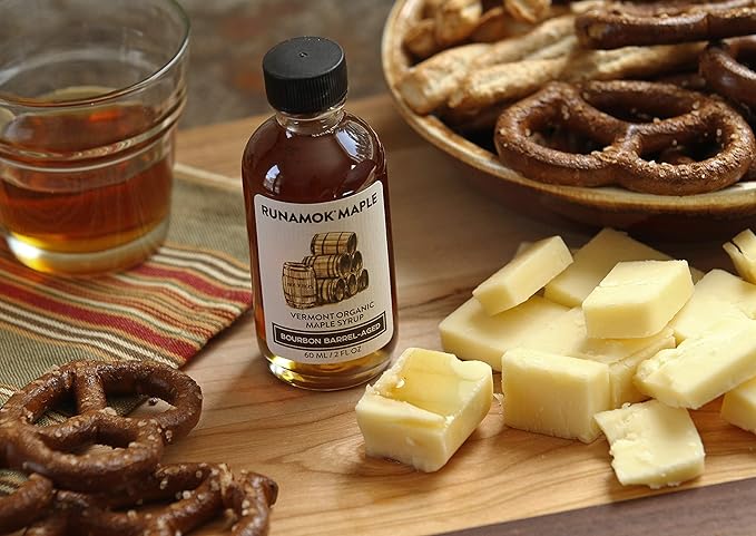 Runamok Organic Vermont Maple Syrup Sampler | Cheese Pairing Collection | 2 oz (4 count) | 60mL | Barrel-aged Infused and Smoked Organic Maple Syrup Varieties