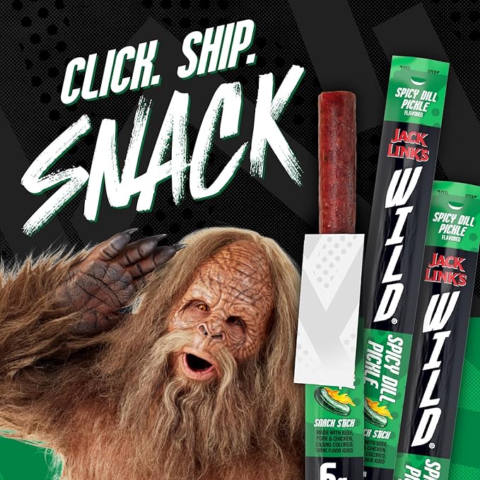 Jack Link's WILD Spicy Dill Pickle Meat Sticks - Ready to Eat Protein Snacks - 6g Protein per Serving - (20 Pack) 1 oz Meat Snacks