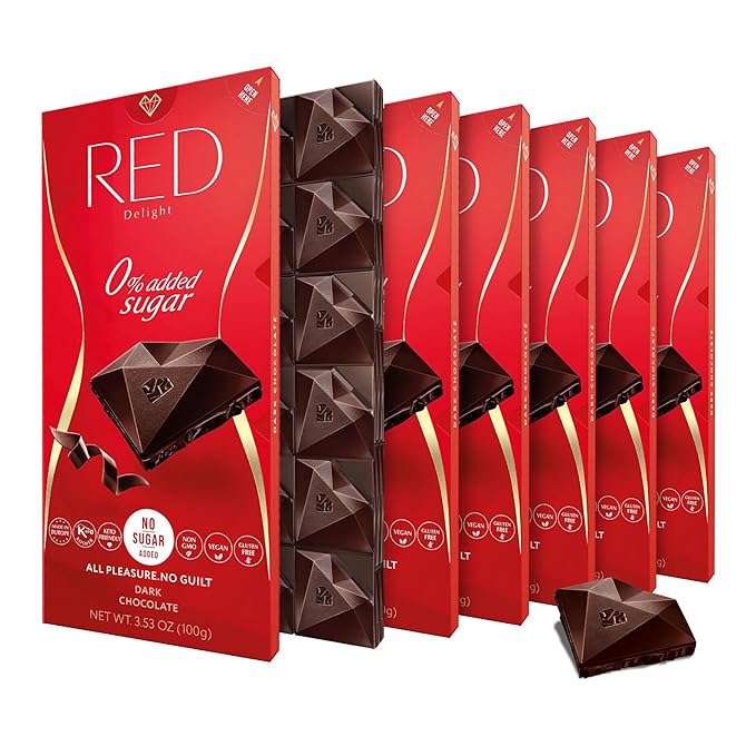 RED Delight®™ Dark Chocolate Full Size Bars (3.53 Ounces Each) (6 Pack -Full Size (3.53 Ounce) Bars)