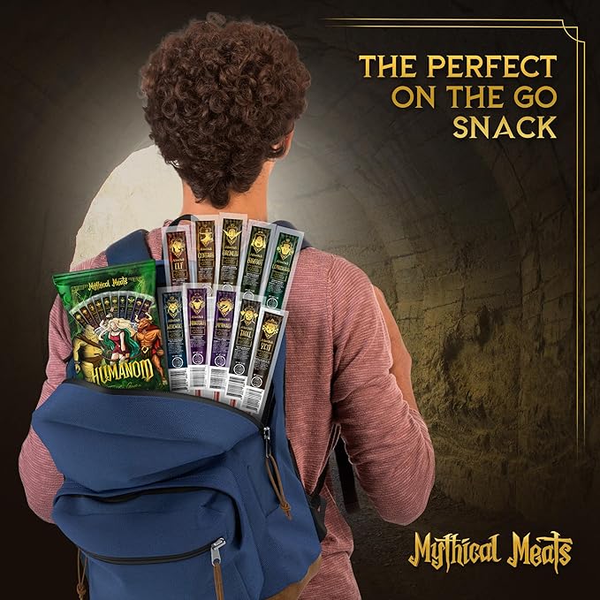 Mythical Meats Humanoid Exotic Game &amp Beef Sticks - Individually Wrapped Beef Jerky Sticks - Keto Friendly High Protein Meat Snack for Adults and Kids - Variety Pack of 10 Meat Sticks