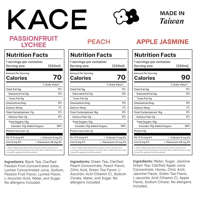 Premium Tea Variety Pack – 3 Flavors: Green Tea with Peach Black Tea with Passion fruit &amp Lychee Jasmine Tea with Apple &amp Honey – Crisp Uplifting &amp Nostalgic Drinks - 12-Pack of 320ml C