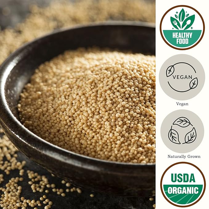 Amaranth Grain Organic (4.8 lb) - Amaranto Bulk Ancient Whole Grain Seeds - Great for Cereal Flour | USA Grown | USDA Certified Organic | Vegan-Friendly | Non-GMO | Gluten Free