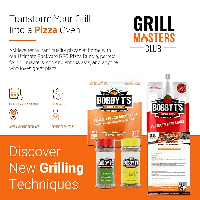 Grill Master BBQ Pizza Set | The Ultimate Backyard BBQ Pizza Bundle feat. Bobby T's Gourmet Foods | Essential for Cooking Grilling and Smoking | Perfect Grill Gift for Men &amp Women
