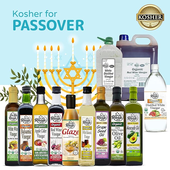 De La Rosa Organic White Balsamic Vinegar Kosher for Passover Vegan &amp Gluten-Free Great for Salad Dressing Marinades Organic Balsamic Vinegar 16.9 Oz (Pack of 2)