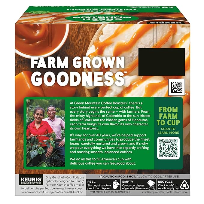 Green Mountain Coffee Roasters Caramel Vanilla Cream Single-Serve Keurig K-Cup Pods Flavored Light Roast Coffee Pods 48 Count