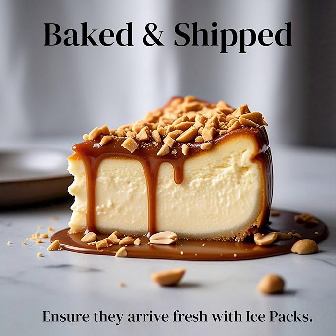 ANDY ANAND CHOCOLATIER Freshly Baked Peanut Cheesecake 9 | Real California Cream Cheese &amp Crunchy Peanut Bits | No Preservatives Cheesecake All-Natural Ingredients | Delicious &amp Creamy (2 l