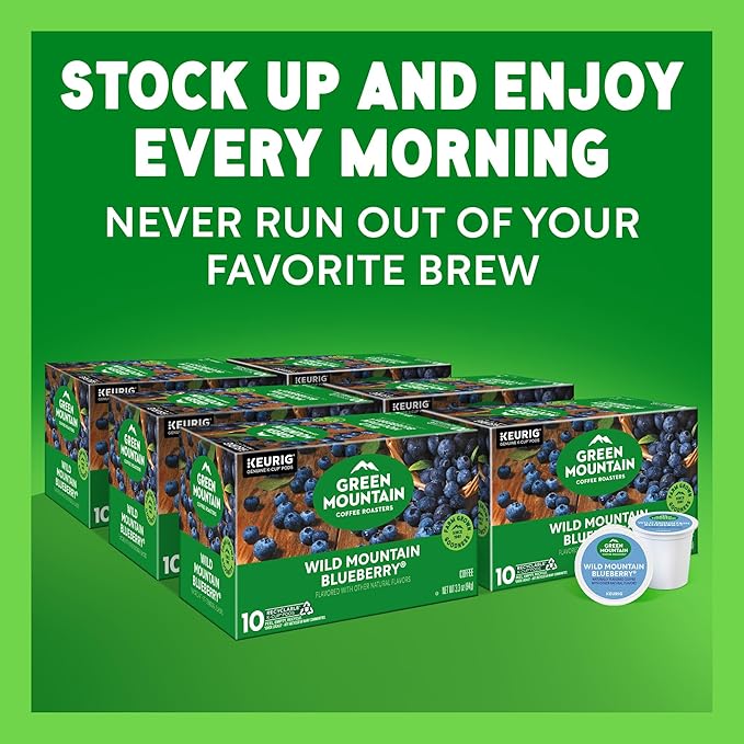 Green Mountain Coffee Roasters Wild Mountain Blueberry Keurig Single-Serve K-Cup pods Light Roast Coffee 60 Count (6 Packs of 10)