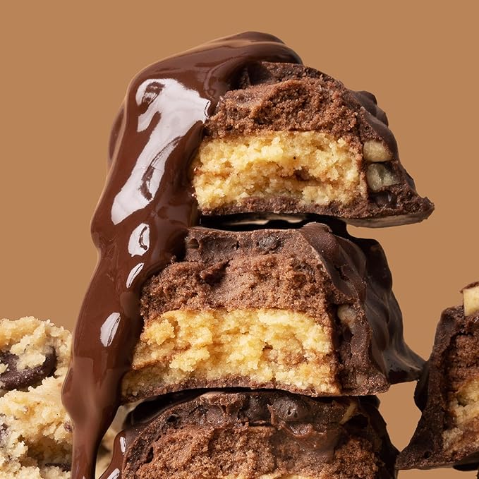 FITCRUNCH Snack Size Protein Bars 6-Layer Baked Bar 3g of Sugar Gluten Free &amp Soft Cake Core (9 Bars Chocolate Chip Cookie Dough)