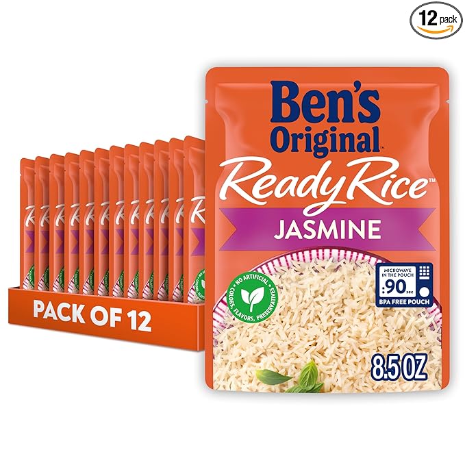 BEN'S ORIGINAL Ready Rice Jasmine Rice Easy Dinner Side 8.5 oz Pouch (Pack of 12)