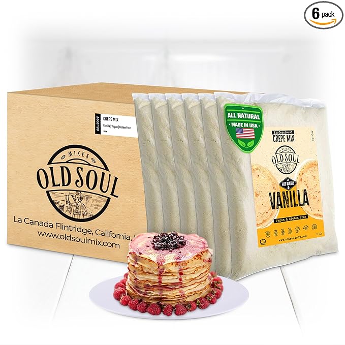 OldSoul Professional Crepe Mix | Dough Mix | Vanilla Flavour | 30 Lbs | 216 Crepes (30 Lbs Gluten Free &amp Vegan)