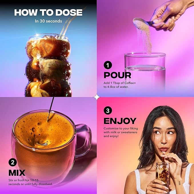 Everyday Dose Premium Adaptogenic Mushroom Coffee with Grass-Fed Collagen Chaga Lions Mane &amp L-Theanine for Better Focus Energy Digestion Skin and Immunity 30 Servings