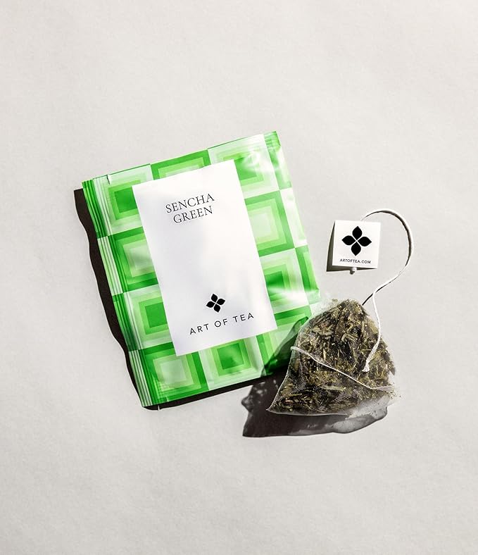 Art of Tea | Organic Sencha Green Tea Bags | 50 Pyramid Tea Bag Sachets