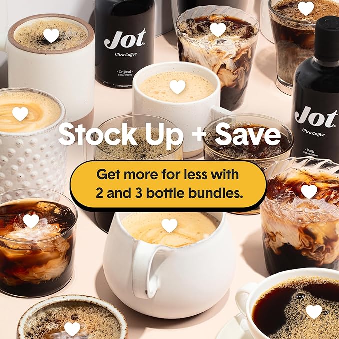 Jot Coffee Concentrate (Original) High Caffeine Cold Brew Coffee Concentrate Liquid for Iced Coffees Instant Espresso Hot or Cold Instant Coffees - Makes 14 Cups 150mg Caffeine/Tbsp Sugar Free