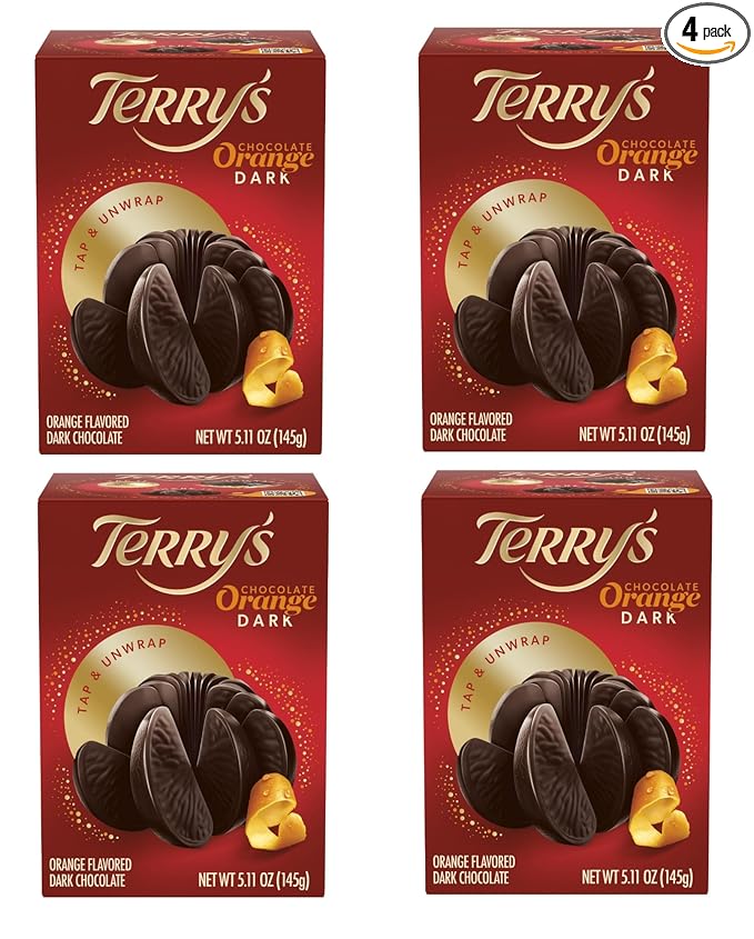 Terry's Dark Chocolate Oranges - Pack of 4-5.11 oz Per Orange of Delicious Tasting Chocolate - Stocking Stuffer and Party Favors - Great for Sharing with Friends and Family