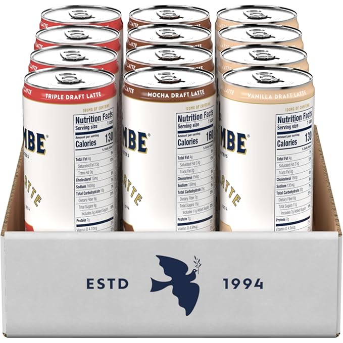 La Colombe draft Latte Variety Pack 11 fl oz cans (Pack of 12) Includes Triple Vanilla &amp Mocha Latte Coffeehouse Quality Ready-to-Drink On-the-Go