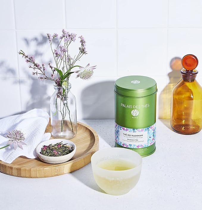 Palais des Thés - Hammam Tea - Green Tea Rose &amp Red Berries - Premium Loose Leaf Serves 20-25 Cups - 3.5oz Tin