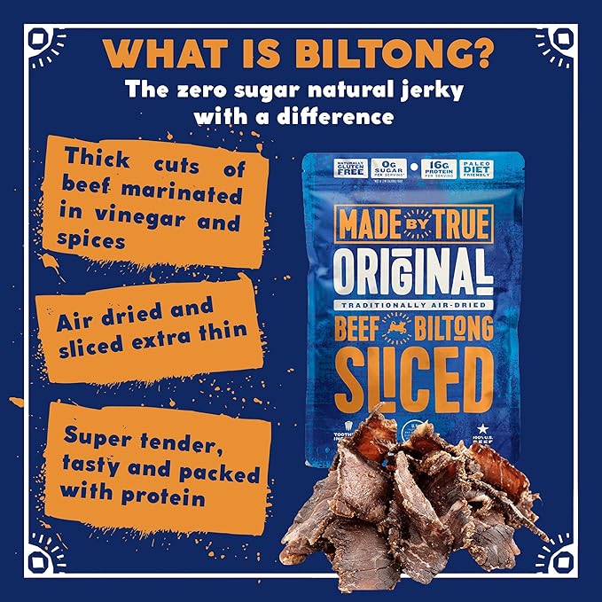 Made by True Beef Sliced Bites Ultimate Variety (2 Ounce Pack of 5) - All Natural Zero-Sugar True Jerky Biltong - High Protein Keto Paleo &amp Whole 30 Diet - Sugar-Free Gluten-Free Carb-Free