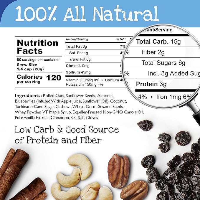 True North Granola – Granola Blues with Dried Blueberries Almonds and Cashews All Natural and Non-GMO Bulk Bag 5 lb.