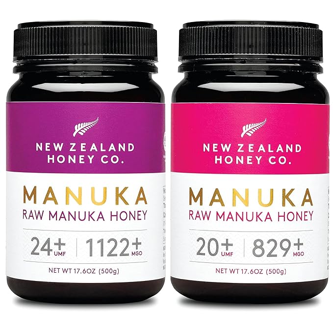New Zealand Honey Co. Raw Manuka Honey UMF 24+ / MGO 1122+ 17.6 oz &amp UMF 20+ | MGO 829+ 17.6 oz