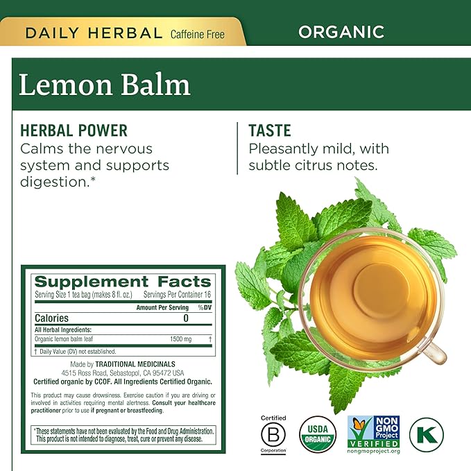 Traditional Medicinals Organic Herbal Tea Variety Pack for Stress and Sleep Support 6 Flavors Lavender Chamomile Lemon &amp Valerian Root 96 Tea Bags (6 Pack)